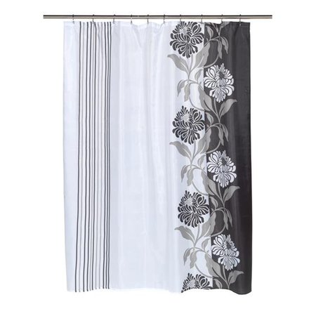 CARNATION HOME FASHIONS Carnation Home Fashions FSCXL-96-CH-16 70 x 96 in. Chelsea Fabric Shower Curtain; Black FSCXL-96/CH/16